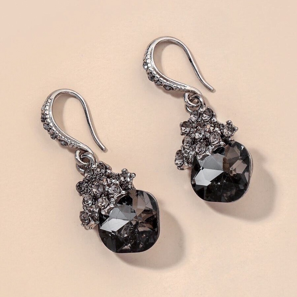 Any 2/$20! Gray Crystal Marcasite Drop Earrings - Picture 4 of 7